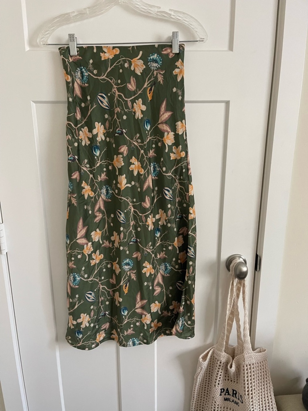 Urban Outfitters Olive Green Floral Midi Skirt